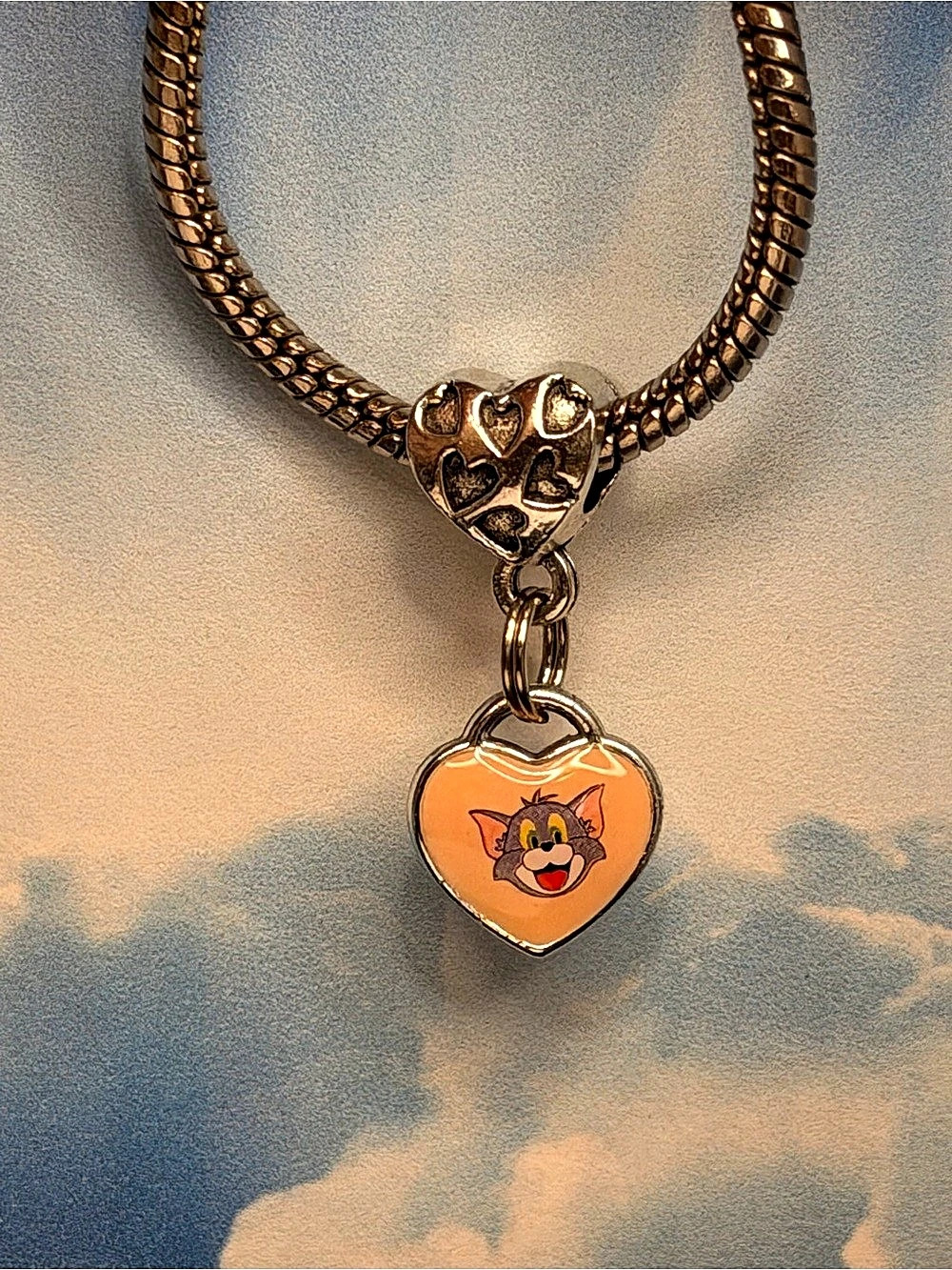 Tom cat Heart charm Pendant cartoon tom and Jerry